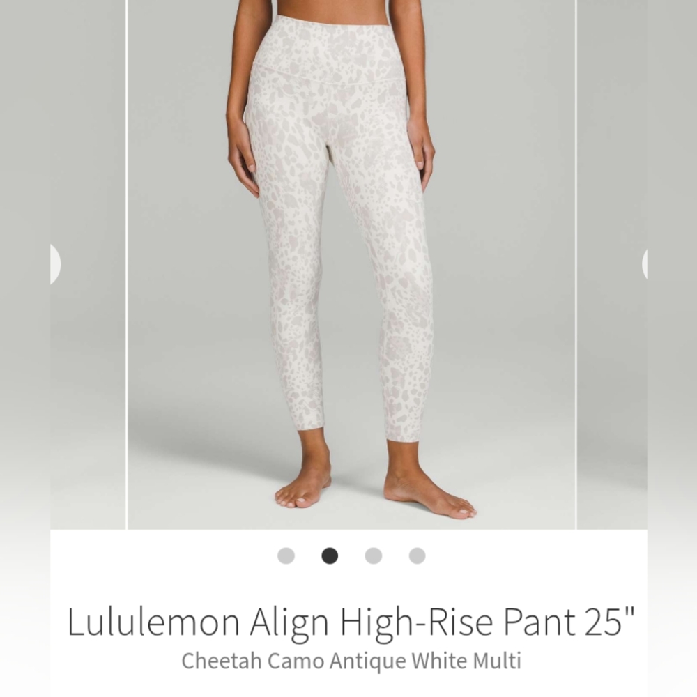 NWOT Lululemon Align High-Rise Pant 25" Cheetah Camo Antique White Multi sz 14